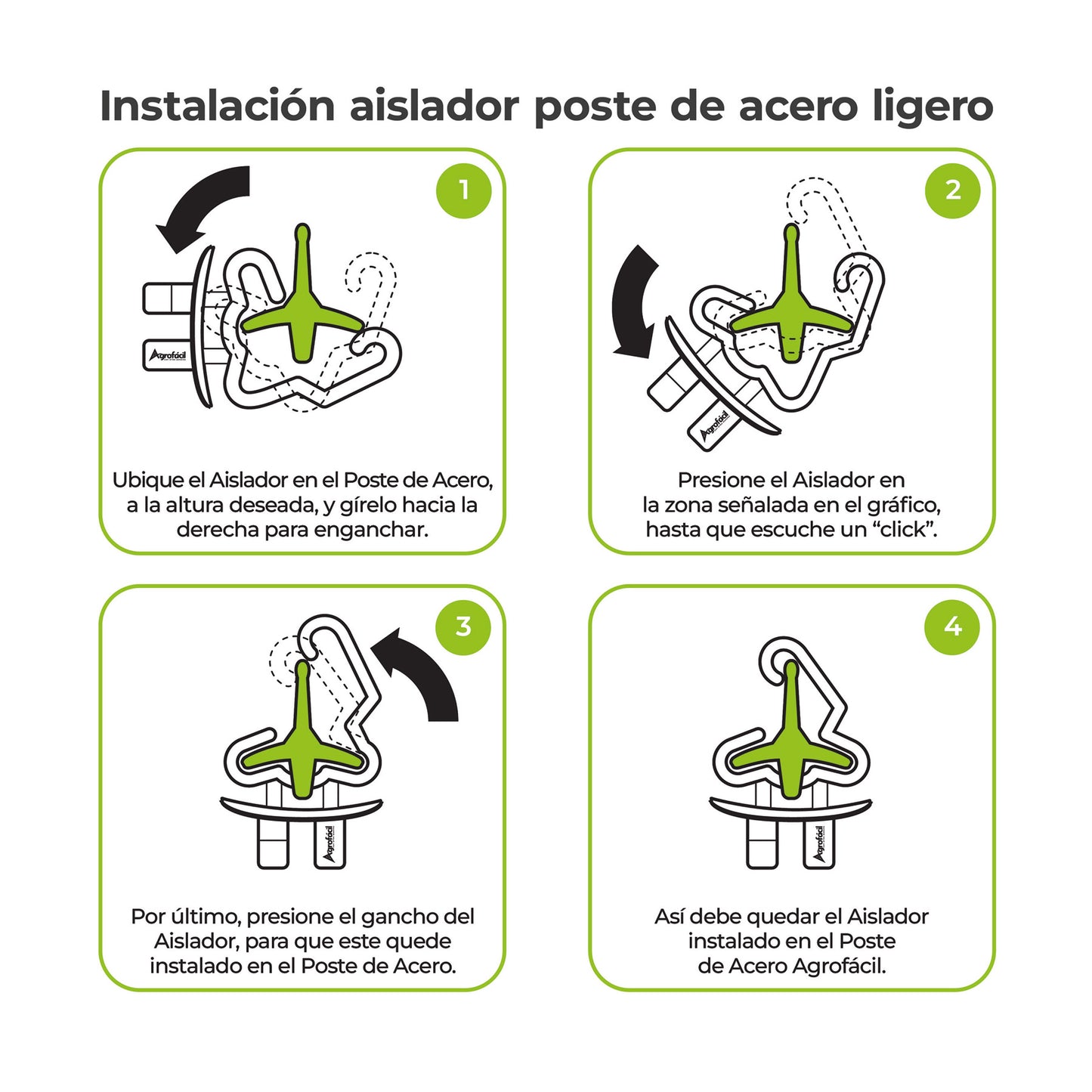 Aislador Poste de Acero Bolsa Agrofácil x 100 unds