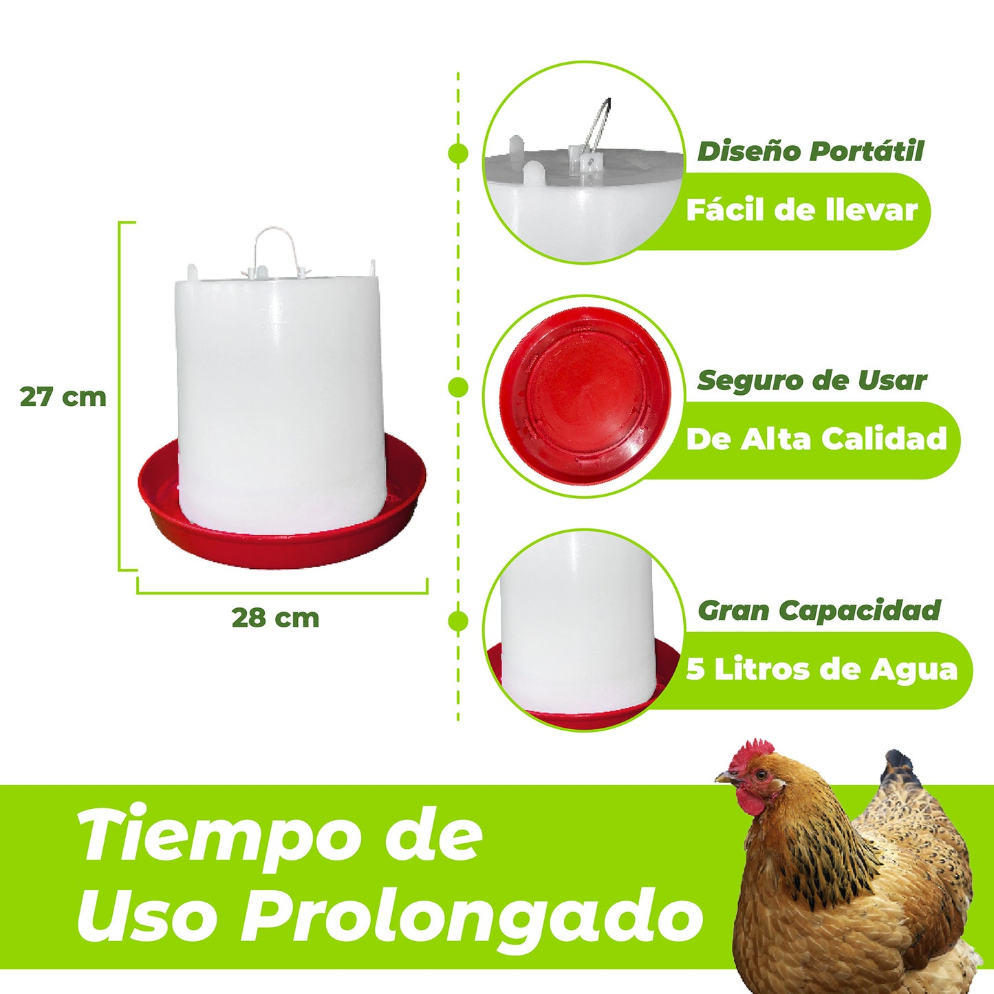 Bebedero de Volteo 5 Litros para Pollos Agrofácil