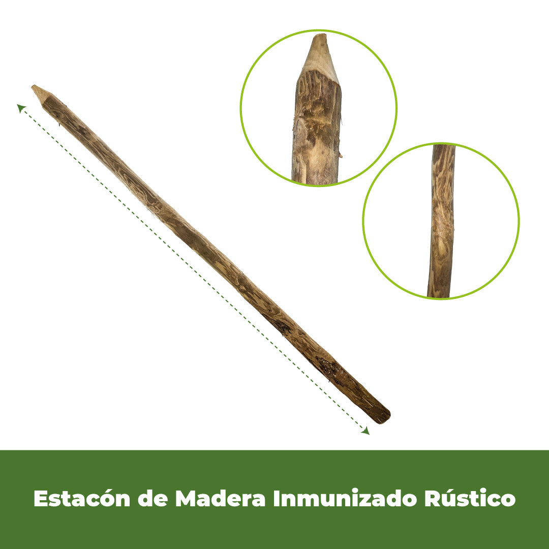 Estacón de Madera Inmunizado Rústico 2.20m x 9cms / 7cms Agrofácil