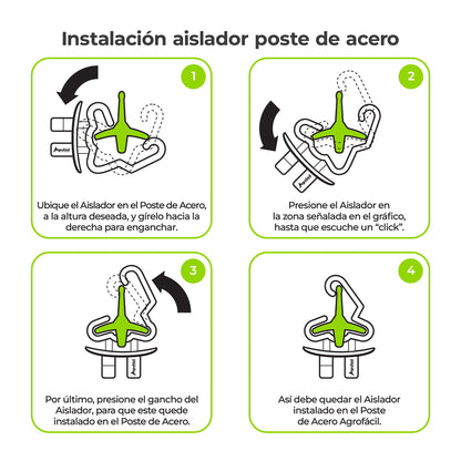 Aislador Poste de Acero Agrofácil x 50 unds