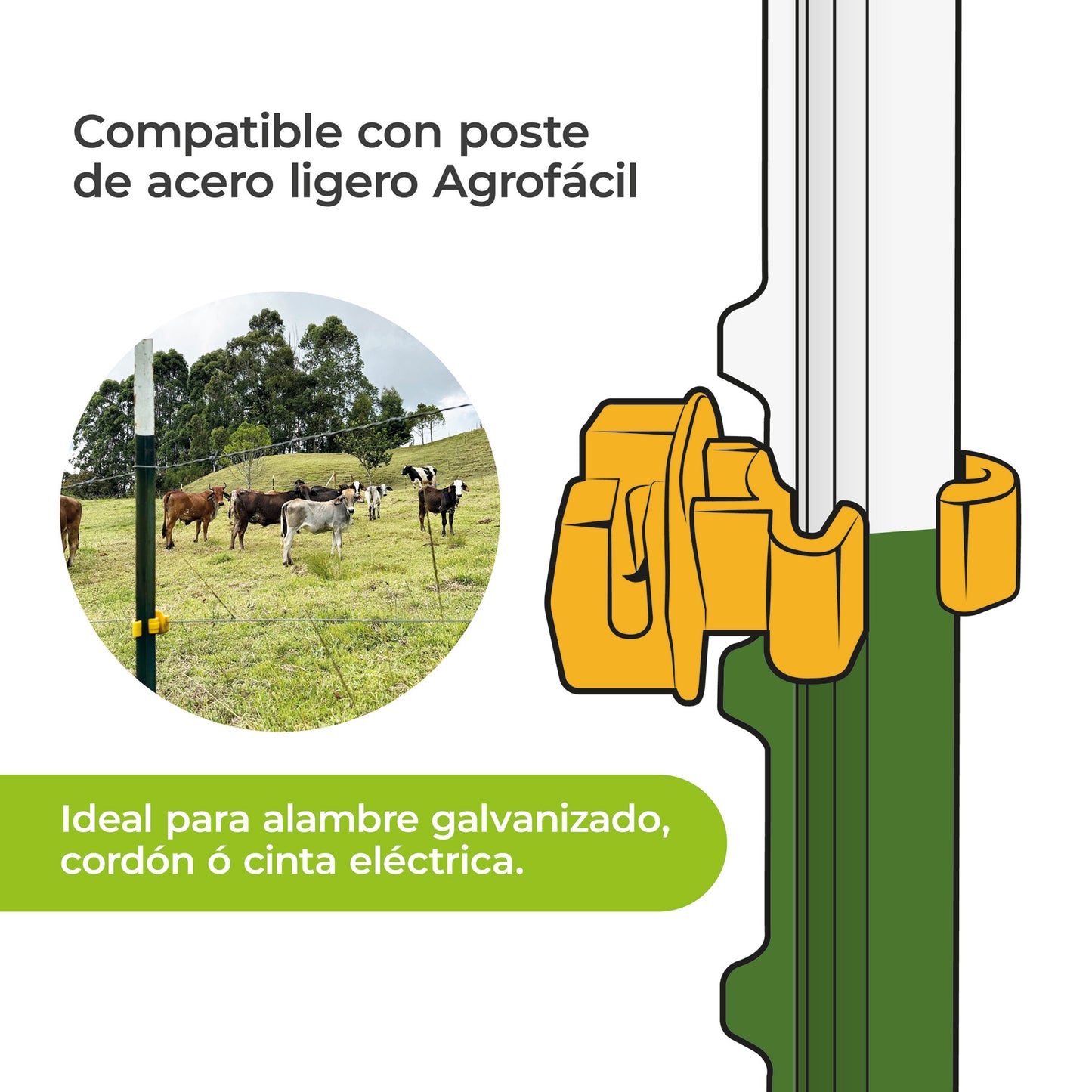 Aislador Poste de Acero Bolsa Agrofácil x 100 unds