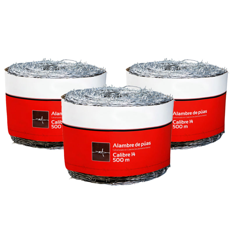 Alambre de Púas C14 x 500mt paquete x3 unds TORNADO