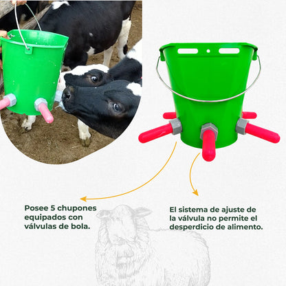 Balde Nodriza Ternero x 5 Chupones Agrofácil