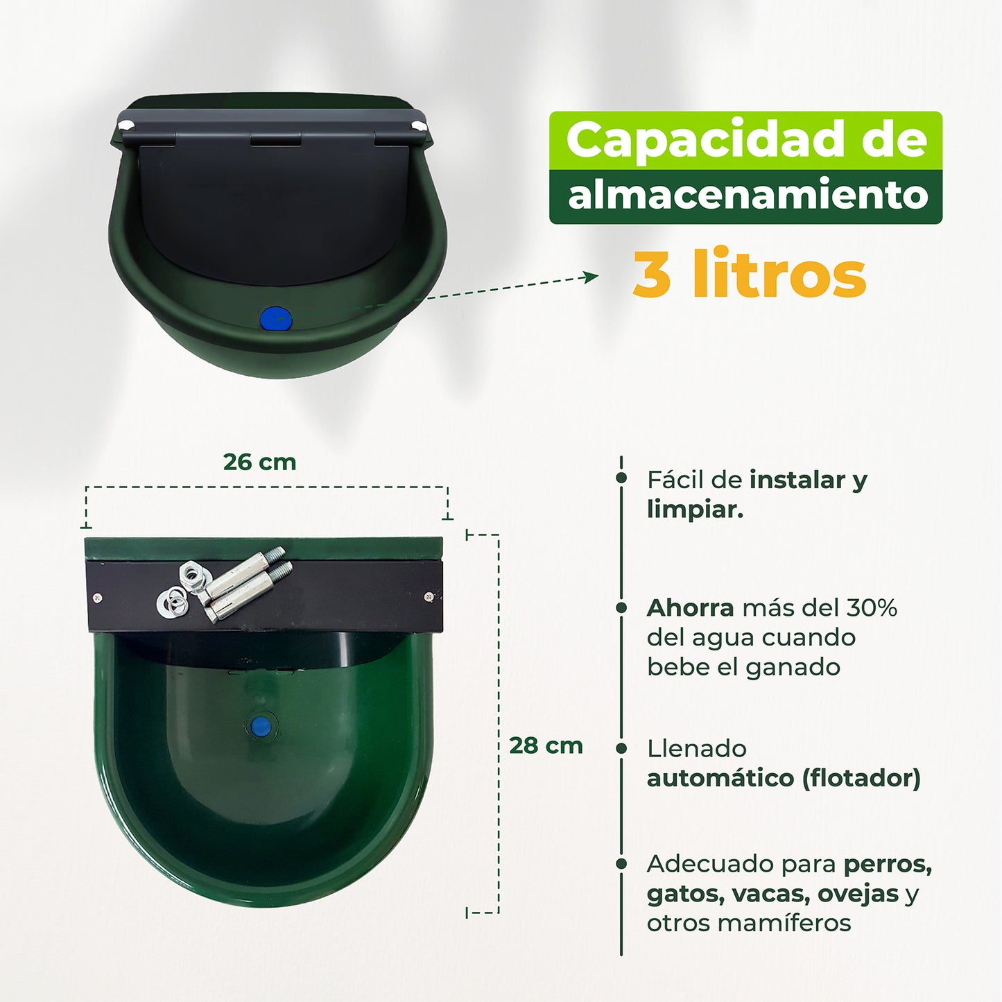 Bebedero Plástico Automático 3L Agrofácil