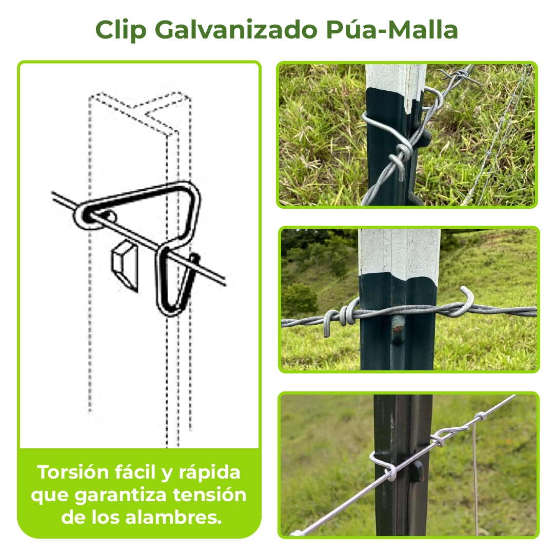 Clip Galvanizado Púa Malla Agrofácil Paquete x 100 / 500 unidades