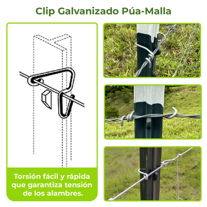 Clip Galvanizado Púa Malla Agrofácil Paquete x 100 / 500 unidades