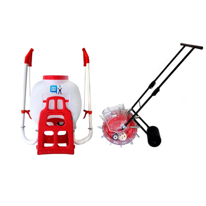 Abonadora de Espalda DUO + Sembradora Rotativa Agrofácil