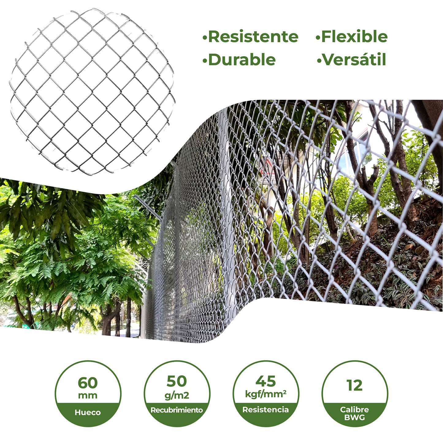 Malla Eslabonada 2mt x 10m Agrofácil