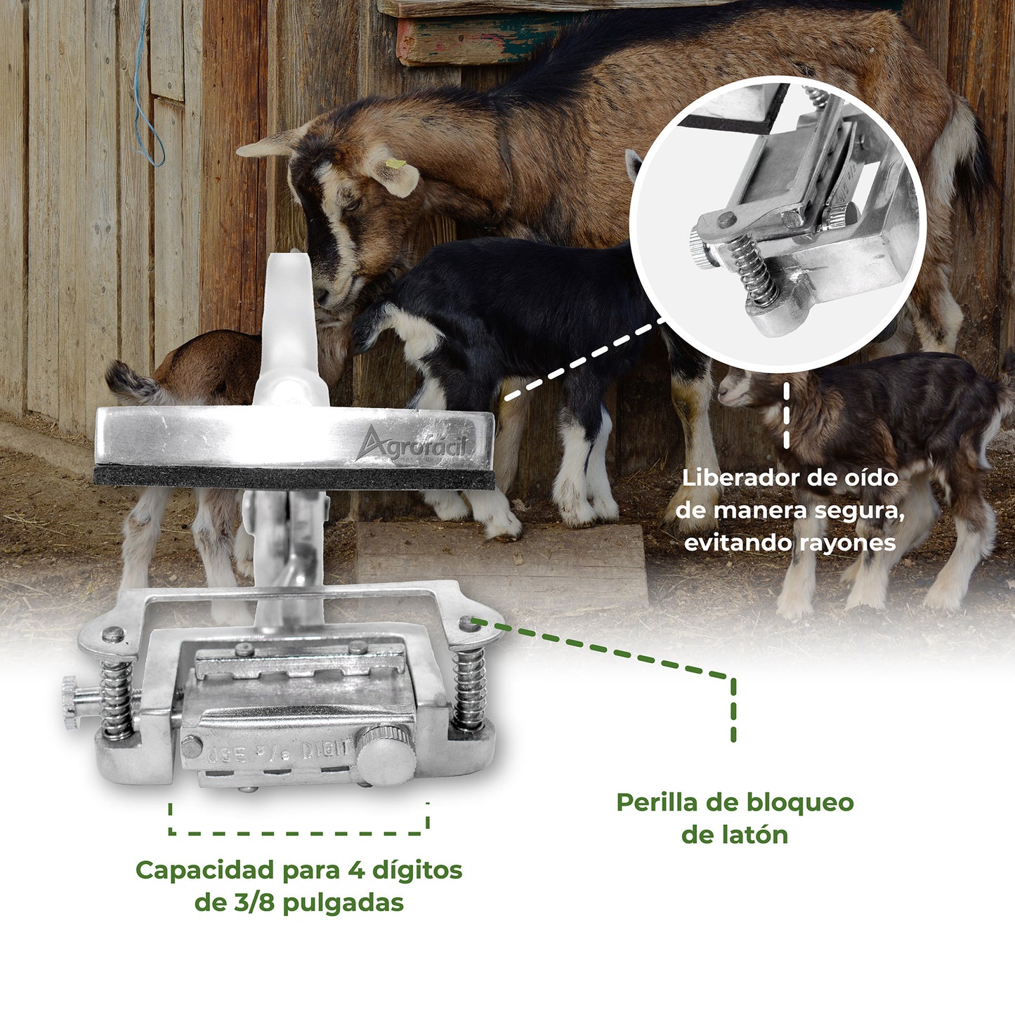 Pinza Tatuadora Metálica Giratoria Bovina 3/8 4 dígitos Agrofácil