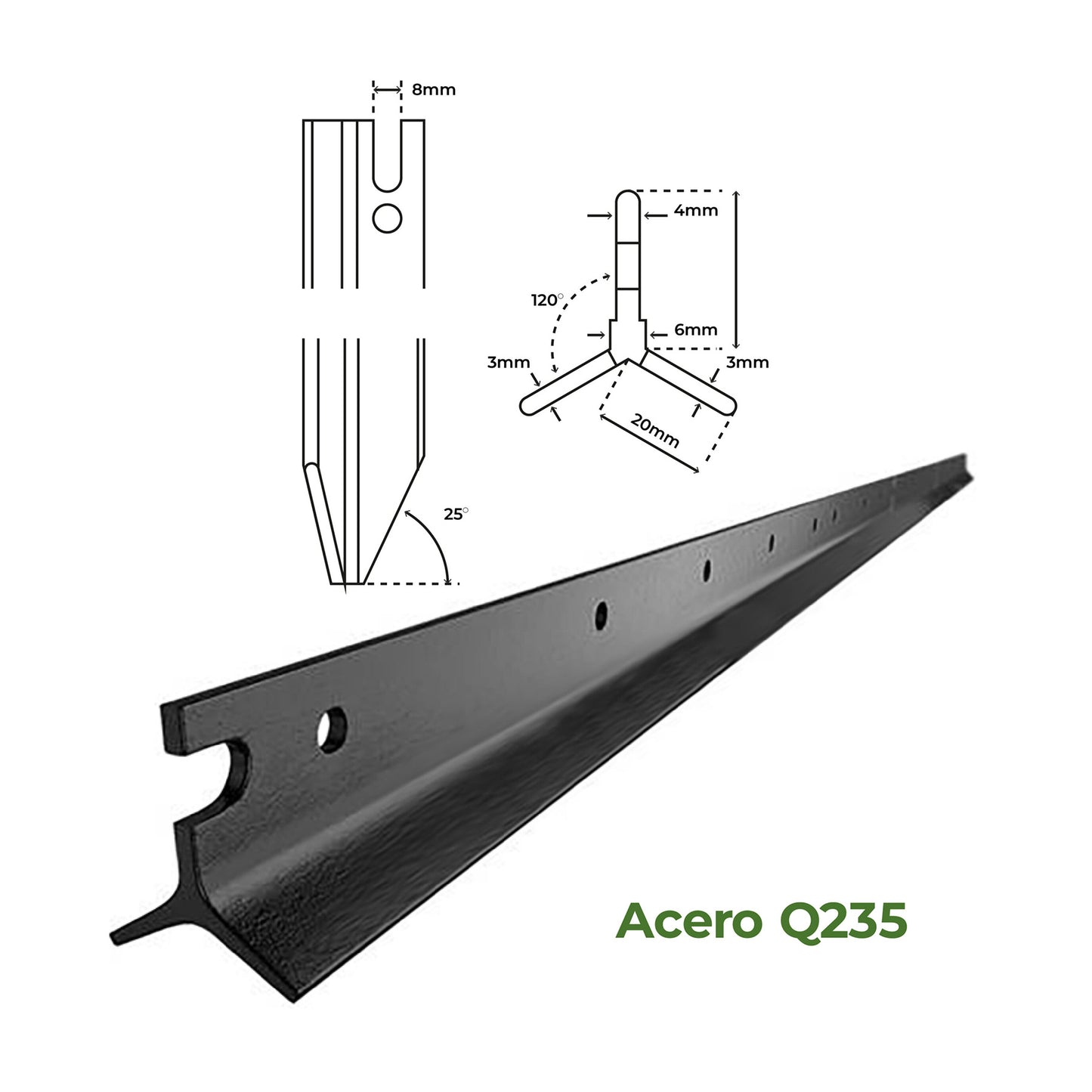 Poste de Acero Tutor Cultivos  2.30m Agrofacil