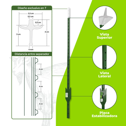 Poste de Acero Ligero Agrofácil 1.48m x 50unds