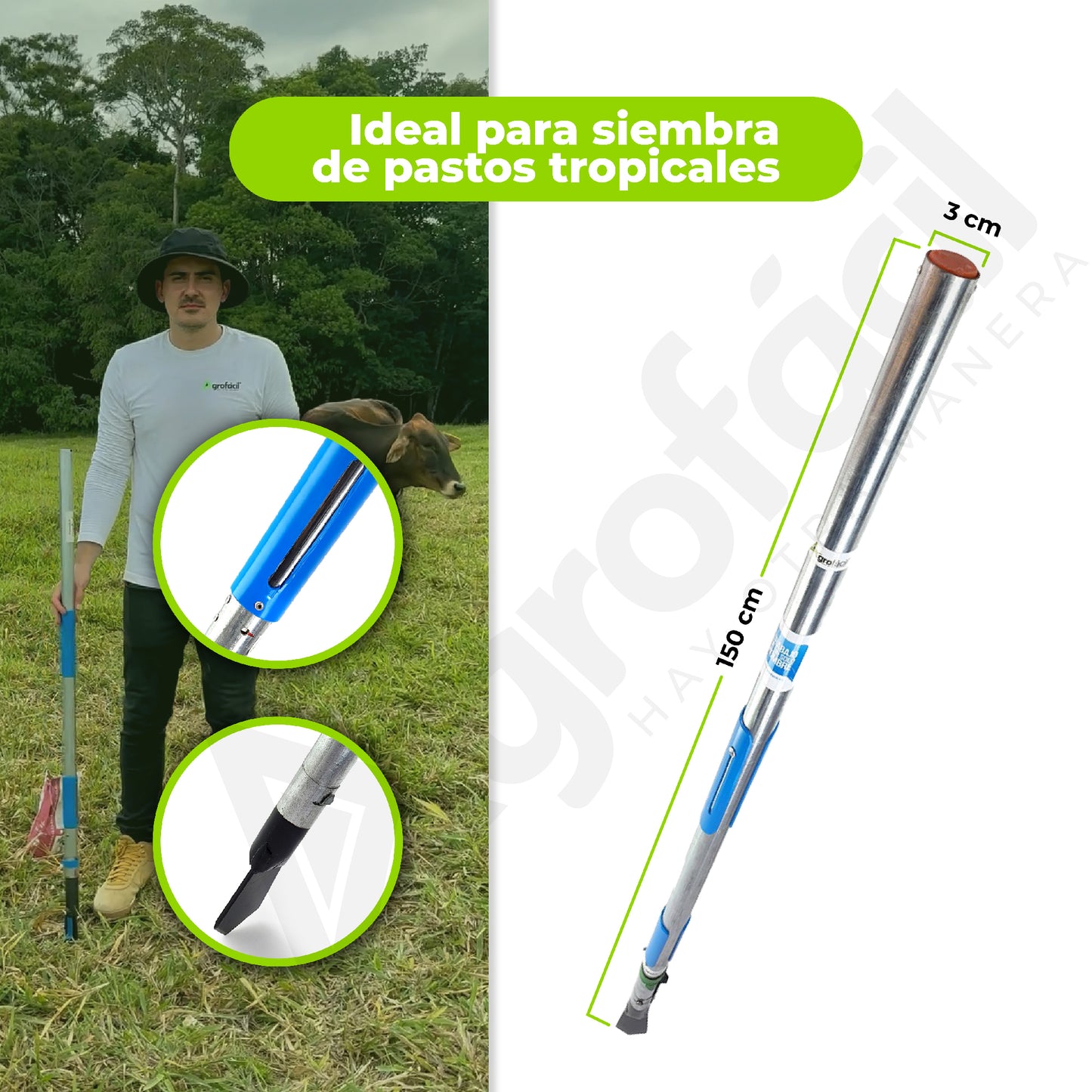 Combo Sembrador de Pastos Recatón + Voleadora Manual Agrofácil