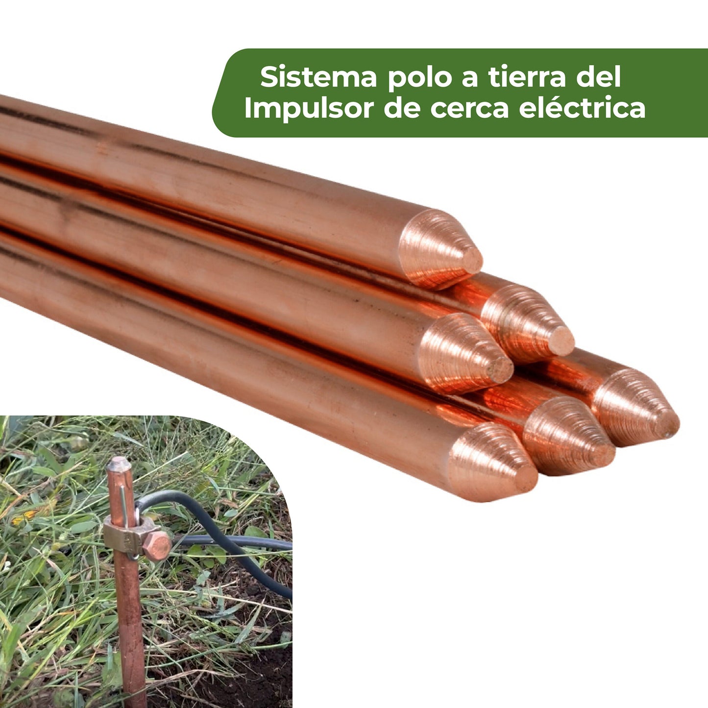 Varilla Copperweld 1.80m + Grapa Agrofácil