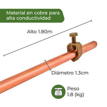 Varilla Copperweld Agrofácil 1.50m + Grapa