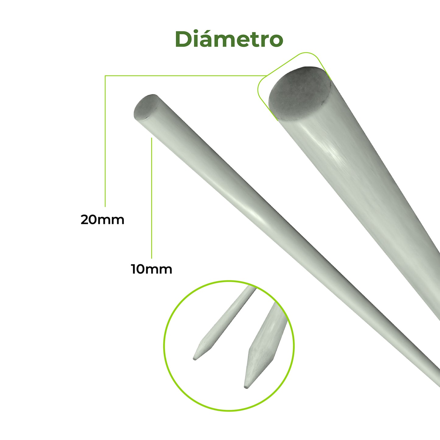 Varilla de Fibra de Vidrio 1.5m x 10mm Agrofácil X 5 unidades