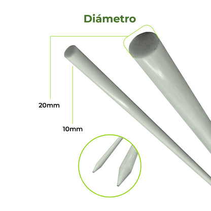 Varilla de Fibra de Vidrio 1.5m x 10mm Agrofácil X 5 unidades
