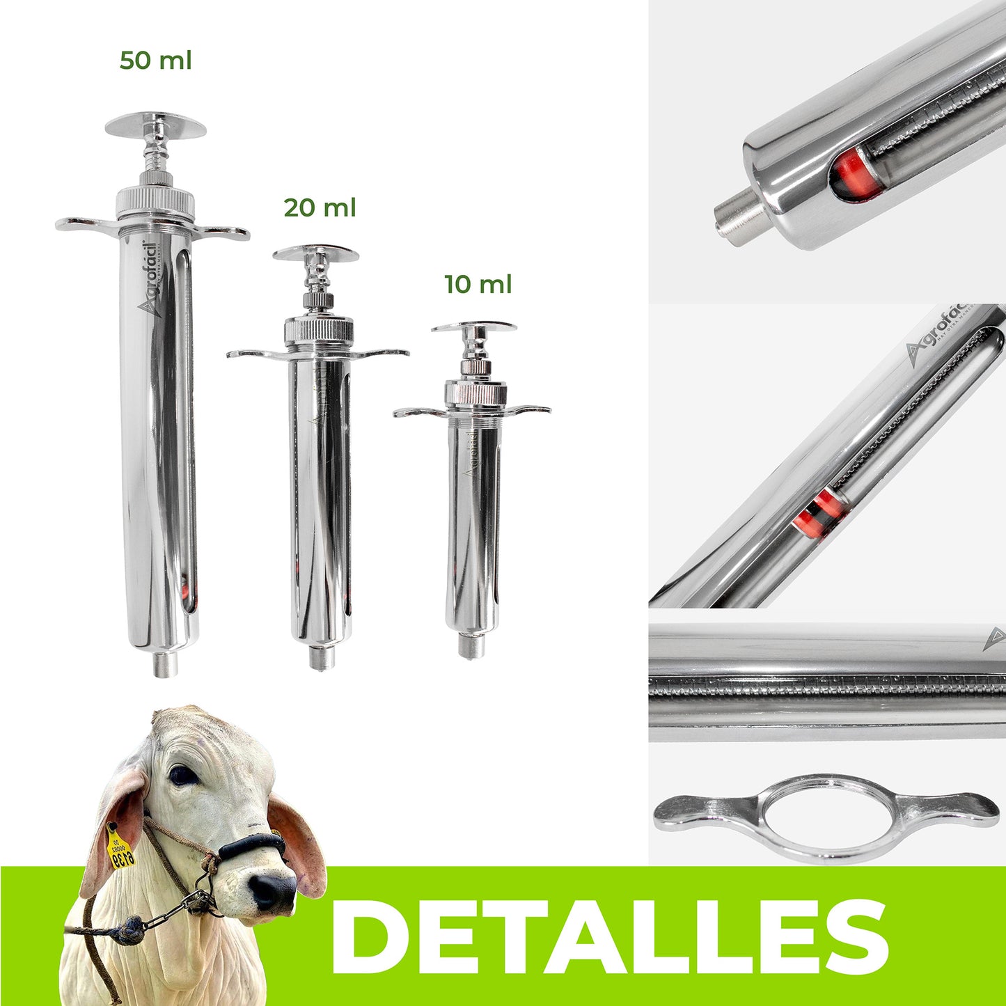 Jeringa Metálica 10/20/50ml Agrofácil