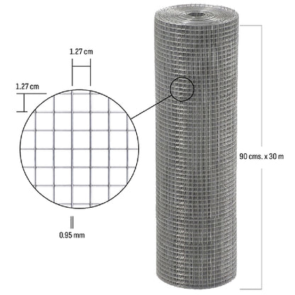 Malla Cuadrada Soldada 0.90cm / 1.20m Agrofácil