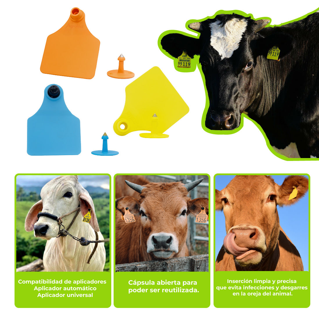 Orejera Bovina Estándar Agrofácil